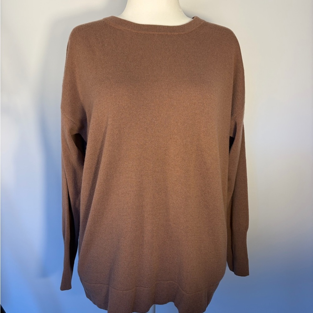 Cashmere, Silk, and Wool Peserico Tawny Brown Crew Neck Sweater